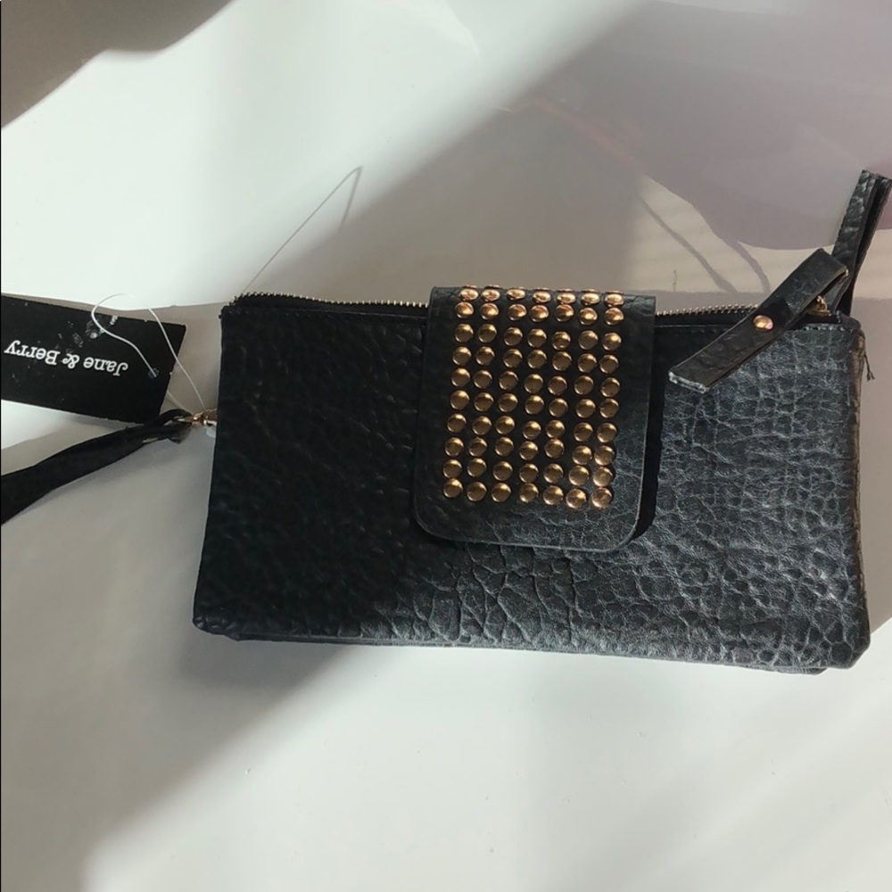Jane and Berry Black Studded Wristlet